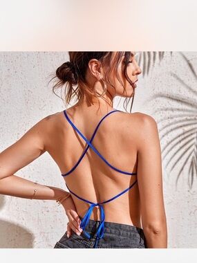 SHEIN Royal Blue Crisscross Back Cami Top